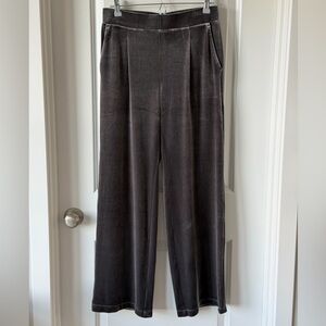 LOFT Velvet High-Rise Wide-Leg Cozy Glam Soft Sheen Pants- S.
